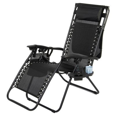 3. FOLDABLE GARDEN DECK CHAIR WITH CANOPY 173X52/65X110CM BLACK-GRAY