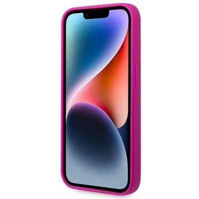 5. Guess Silicone Vintage Gold Logo Case for iPhone 14 Pro - Fuchsia