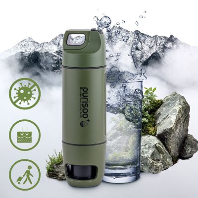 Extralink PURISOO+ BOTTLE WITH FILTER SYSTEM WITH PUMP 400ML UF + ACF FILTER Water filter bottle 0.4 l Green, Olive