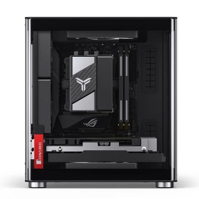 17. Jonsbo TK-0 PC Case, Mini-Tower, Mini-ITX, Tempered Glass, Wood - black
