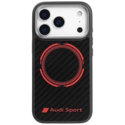 Audi RSQ Carbon Fiber Sport Red Circle MagSafe Case for iPhone 17 Pro - Black