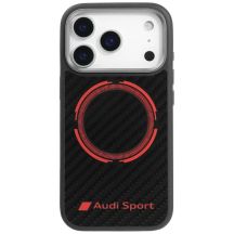 Audi RSQ Carbon Fiber Sport Red Circle MagSafe Case for iPhone 17 Pro - Black