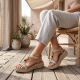 6. Women's beige wedge sandals Artiker 58C0001