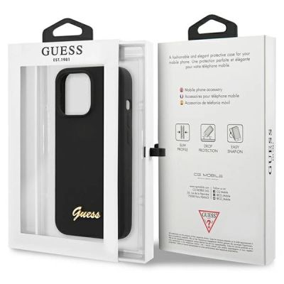 8. Guess GUHCP13XLSLMGBK iPhone 13 Pro Max 6.7" black/black hardcase Silicone Script Gold Logo