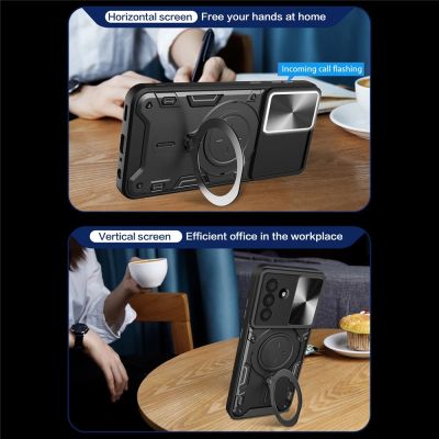 4. Samsung Galaxy A17 4G / A17 5G / A18 / A26 Case with Stand and Sliding Lens Cover - Black