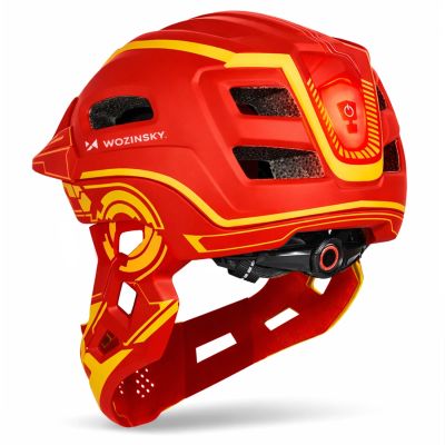 6. Wozinsky Kids' Full Face Bike Helmet with USB Rear Light S - Red and Yellow