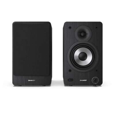 2. Sharp Bookshelf Speakers 2-Way Black Wired and Wireless 60W