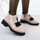 6. Women's leather ankle boots with decoration, patent beige Filippo DBT6370