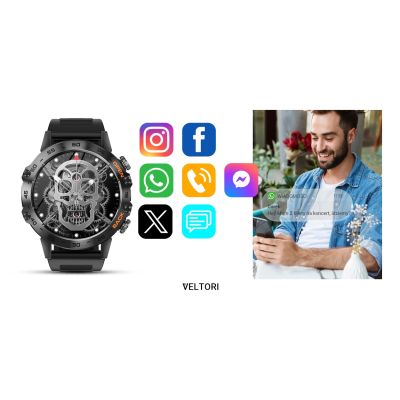 15. VELTORI VT120-1 Smartwatch Black Silicone Strap