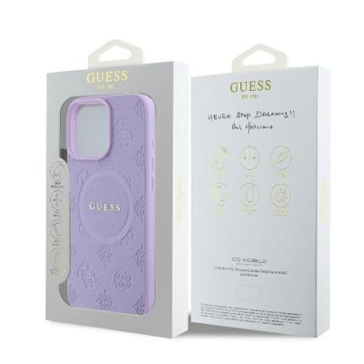 8. Guess Saffiano Peony Classic Logo MagSafe iPhone 16 Pro Max Case - Purple