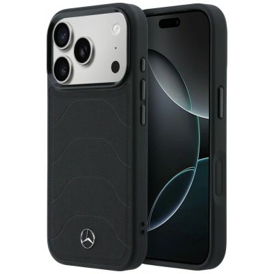 Mercedes Leather Mesh with Bow Line MagSafe Case for iPhone 17 Pro Max - Black