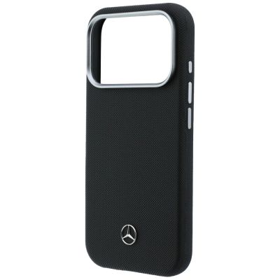 6. Mercedes Leather Semi Wrap Wood Effect MagSafe Case for iPhone 17 Pro Max - Black