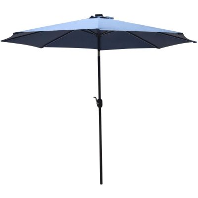 24. GARDEN UMBRELLA WITH LED LIGHTING 300CM NAVY BLUE