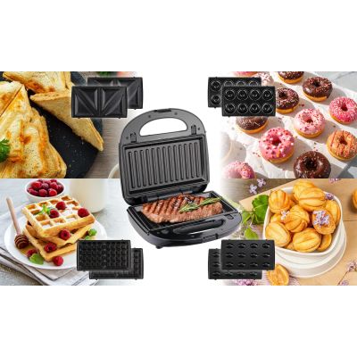 21. ELDOM MULTIFUNCTIONAL SANDWICH MAKER 5 IN 1 ST250 850W INTERCHANGEABLE PLATES: SANDWICH, GRILL, WAFFLES, NUTS, MINI DONUTS