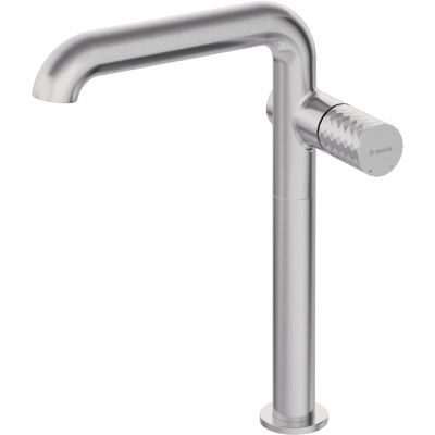 Tall washbasin tap with a rectangular spout