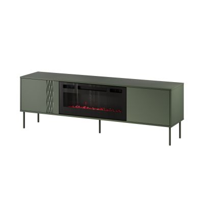 EF TV cabinet + black TRESSE fireplace 180x40x54.5 matt green