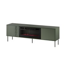 EF TV cabinet + black TRESSE fireplace 180x40x54.5 matt green