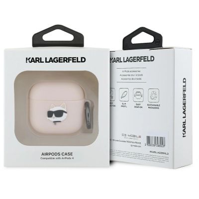 3. Karl Lagerfeld Silicone Choupette Head 3D Case for AirPods 4 - Pink