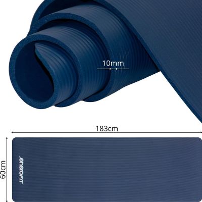 13. NON-SLIP NBR FITNESS MAT 183 x 60 x 1 CM, BLUE + CARRY BAG ENERO FIT