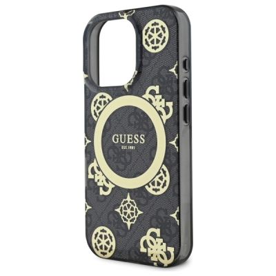 5. Guess IML Peony On 4G Background MagSafe Case for iPhone 16 Pro Max - Black