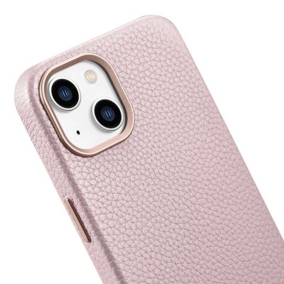 10. iCarer Litchi Premium Leather Case iPhone 14 Plus Magnetic Leather Case with MagSafe Pink (WMI14220711-PK)