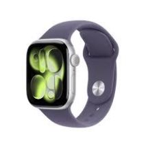 Apple Watch Series 11 GPS + Cellular 42mm Silver Aluminum Case with Purple Fog Sport Band - S/M